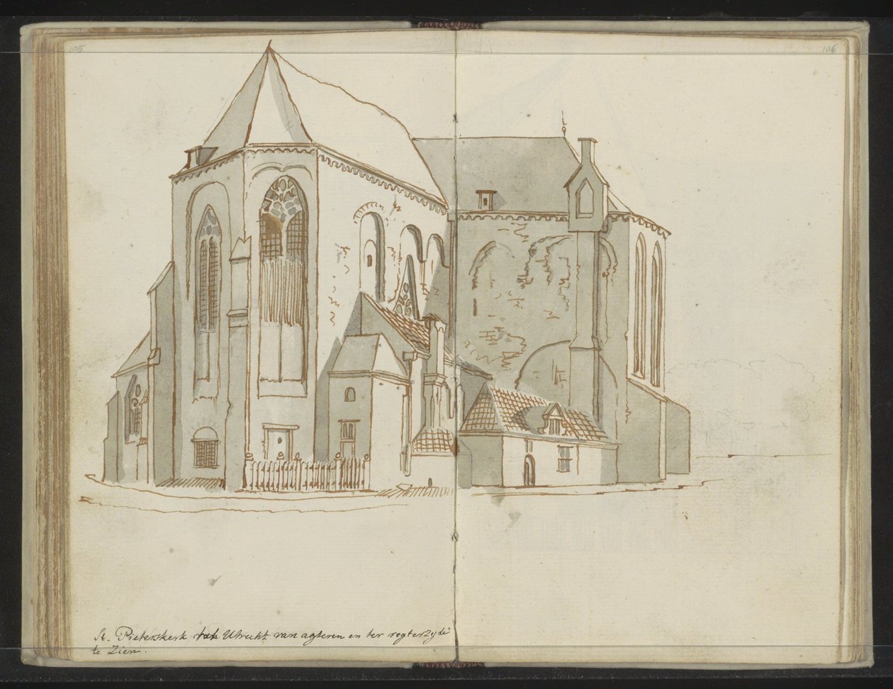 Derecha y reverso de la Pieterskerk en Utrecht de Johannes Huibert Prins
