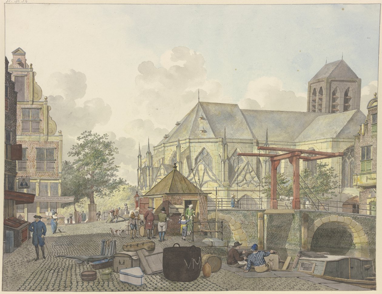 Compuerta junto a una iglesia, con una aduana de Johannes Huibert Prins