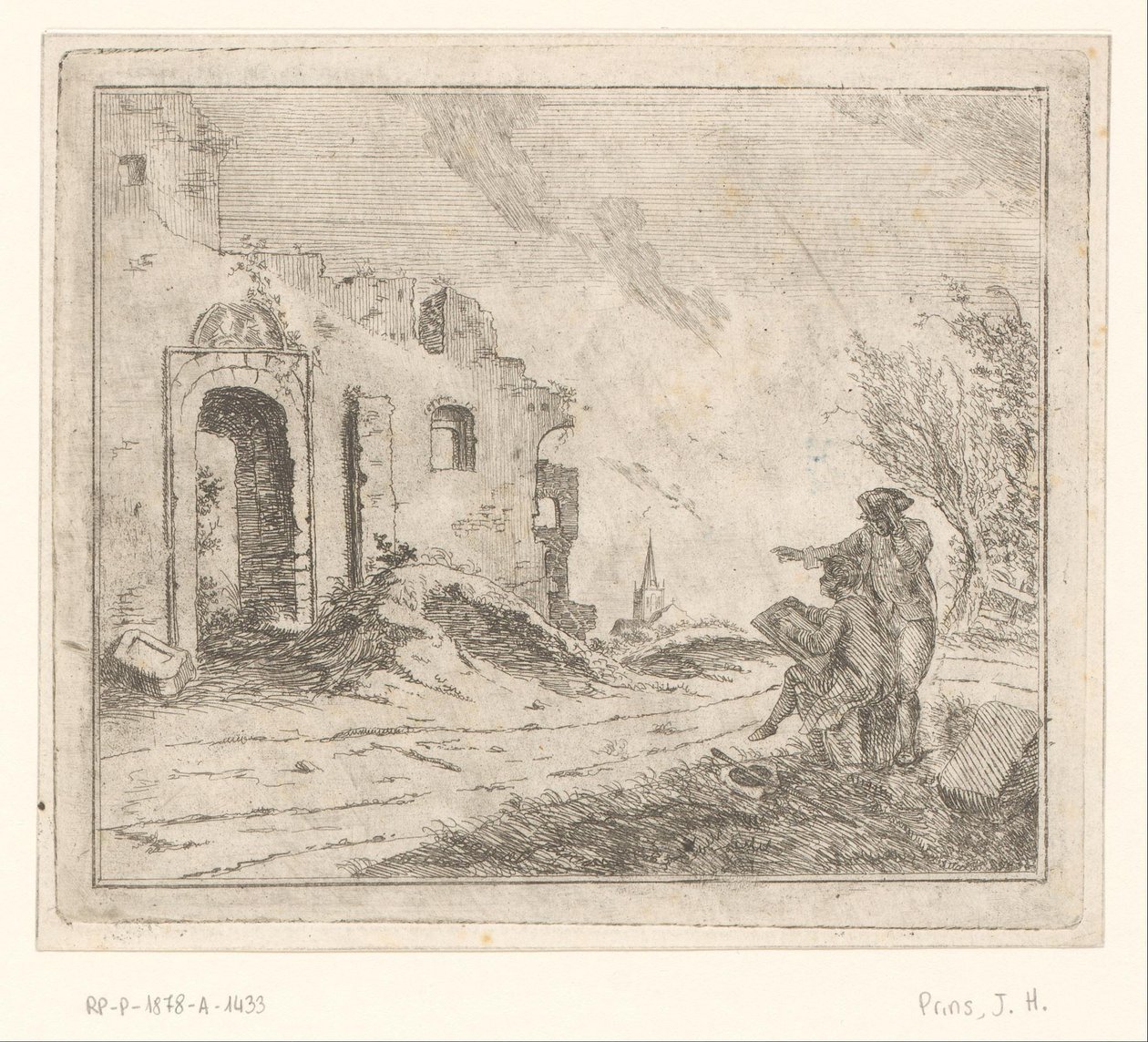 Dibujante en una ruina de Johannes Huibert Prins