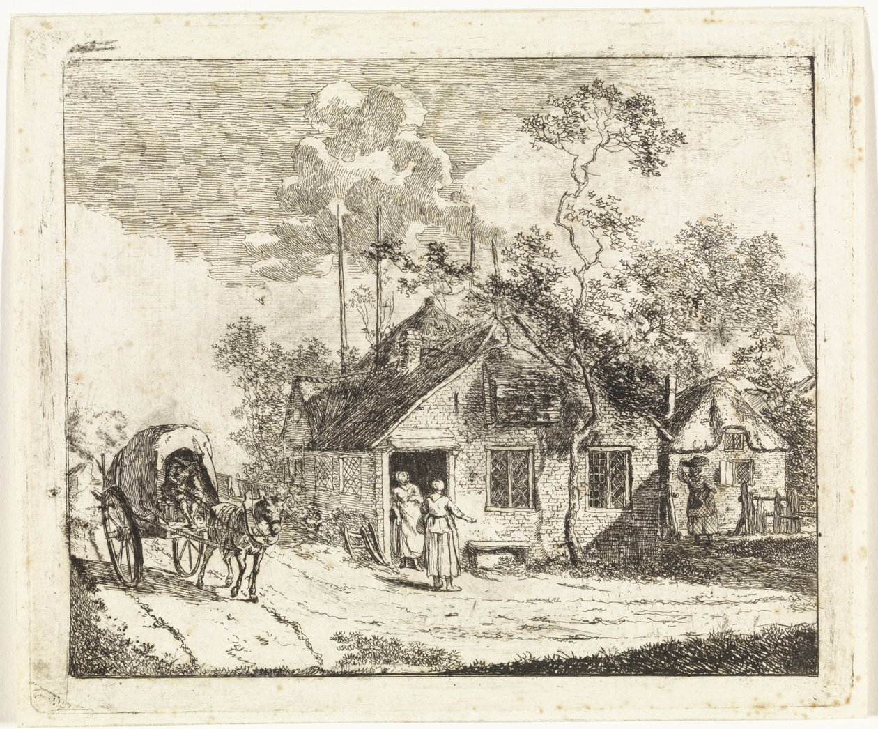 Dos casas en un camino de Johannes Huibert Prins