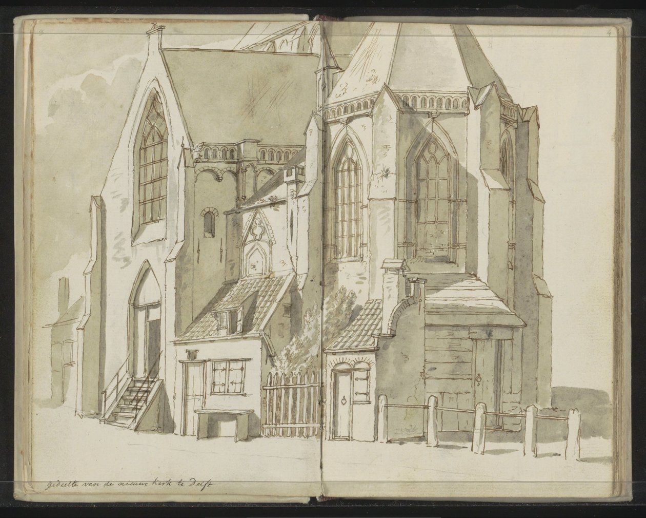 Vista lateral de la Nieuwe Kerk en Delft de Johannes Huibert Prins