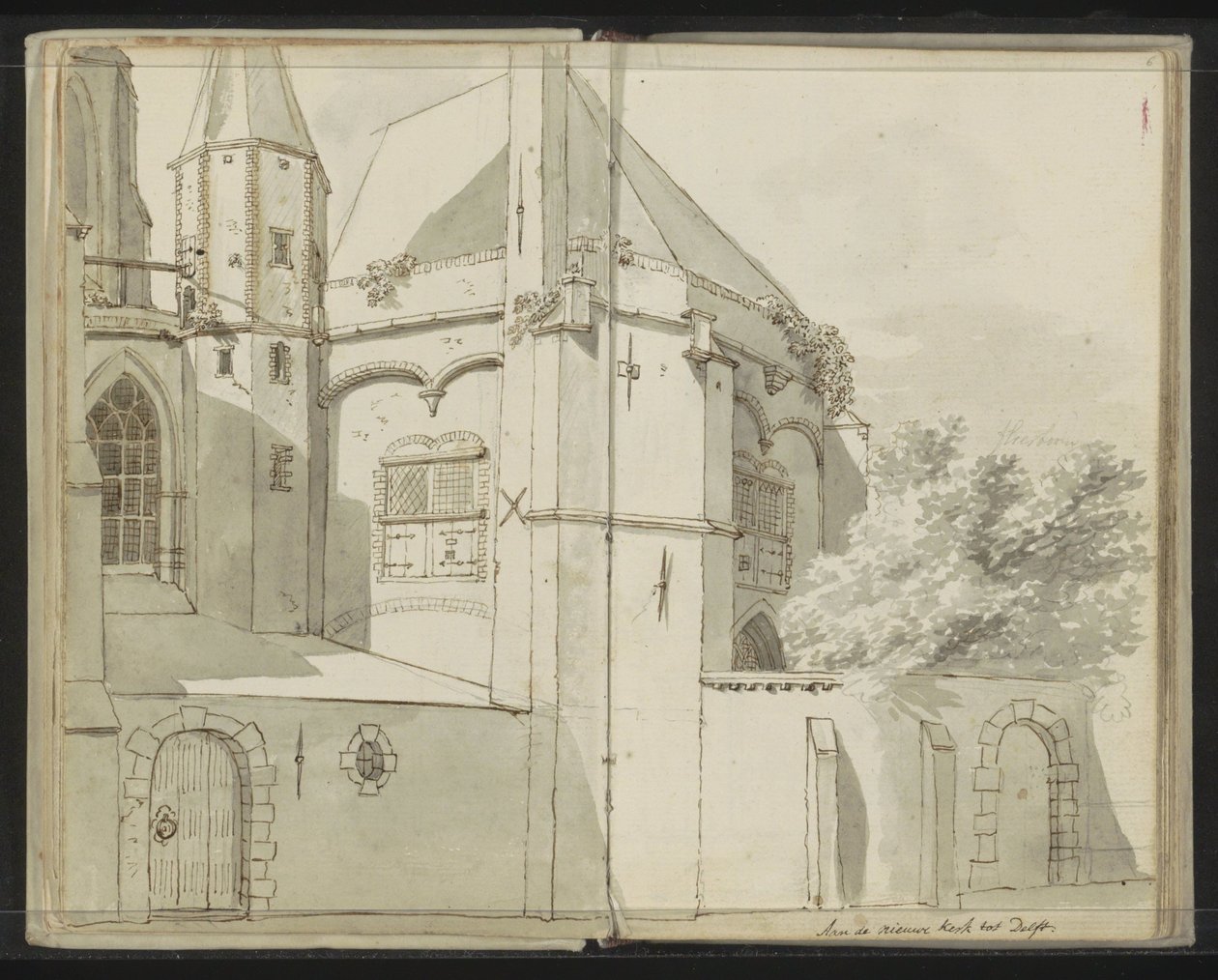 Vista lateral de la Nieuwe Kerk en Delft de Johannes Huibert Prins