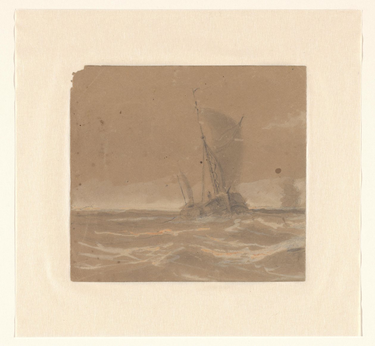 Zeilend vissersschip de Johannes Huygens (signed by artist)