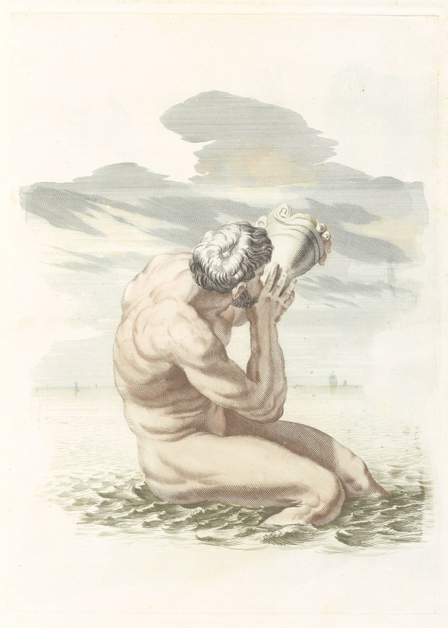 Tritón sopla en su caparazón de Johannes Jacobsz van den Aveele (attributed to)