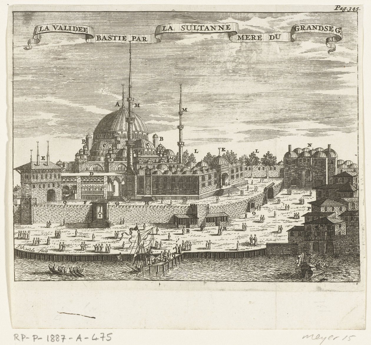 Vista del Yeni Cami La validee bastie par la sultanne mere du grandseg. (título en el objeto) de Johannes Jacobsz van den Aveele