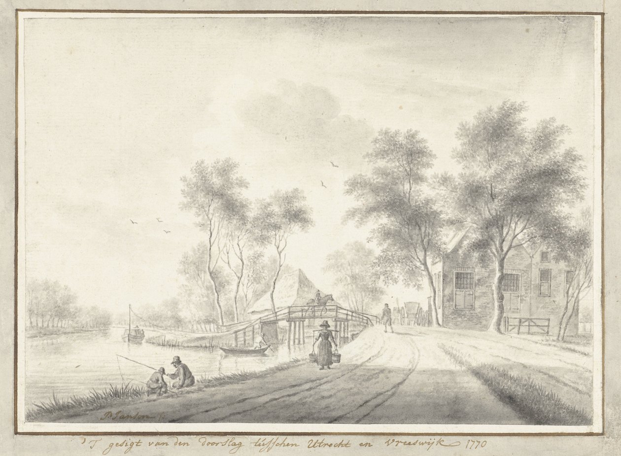 Vista de la vía entre Utrecht y Vreeswijk de Johannes Janson