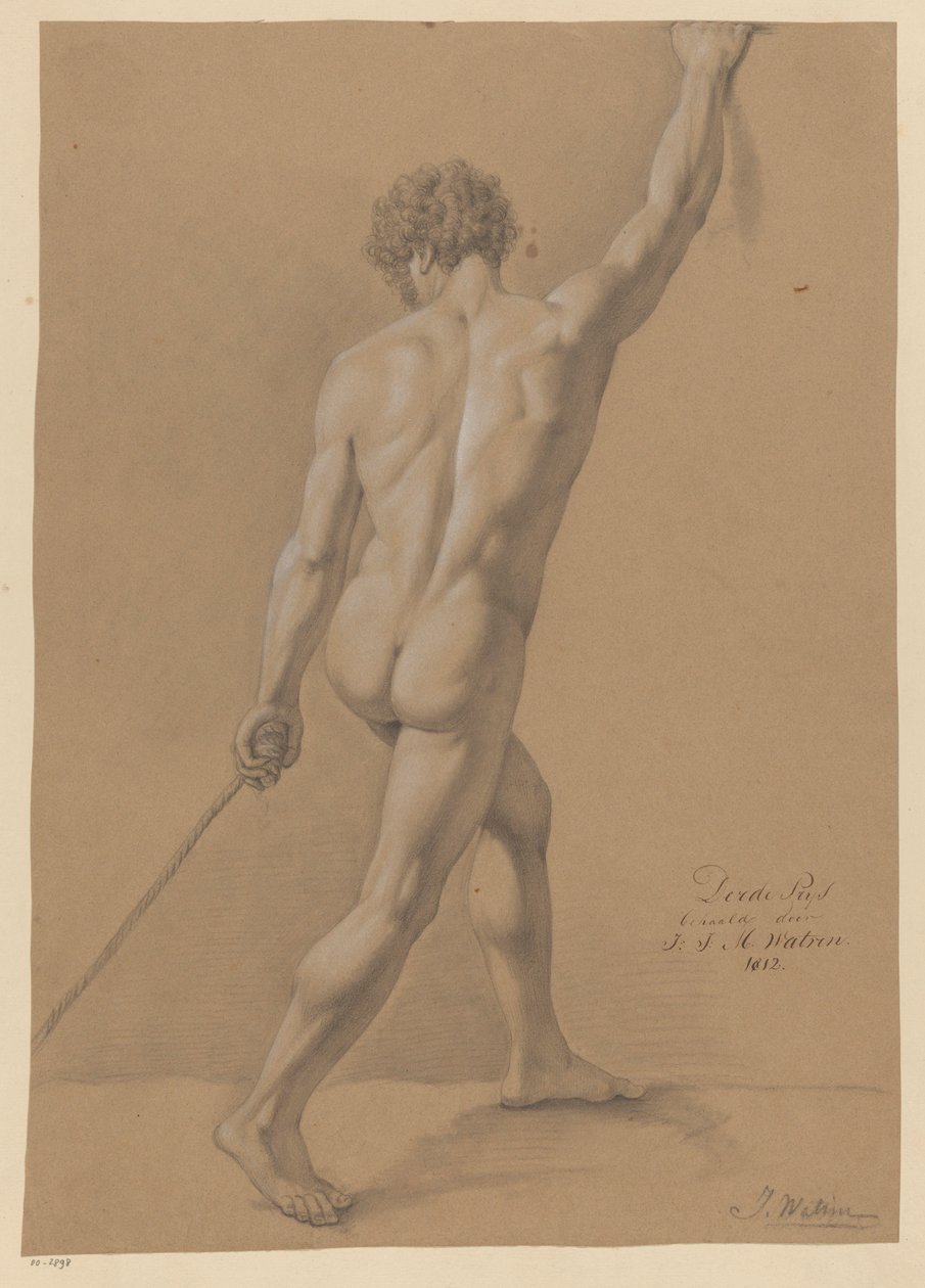Desnudo masculino de pie, visto desde atrás (3er premio 1812) de Johannes Joseph Maria Watrin