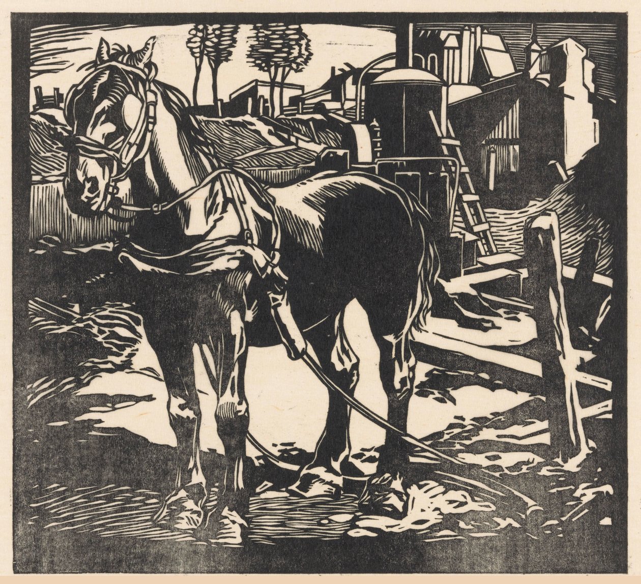 Caballo de tiro entrenado de Johannes Josephus Aarts (signed by artist)