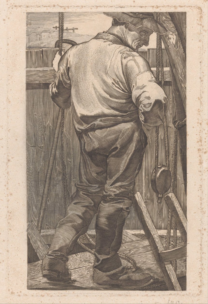 Trabajador en una valla de madera de Johannes Josephus Aarts (signed by artist)