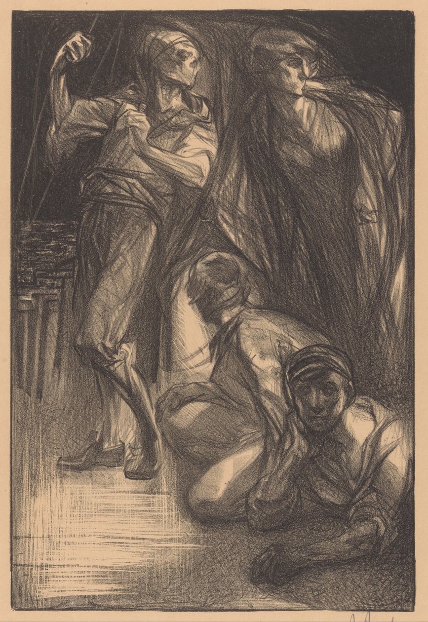 Muerte con dos hombres y una mujer de Johannes Josephus Aarts (signed by artist)