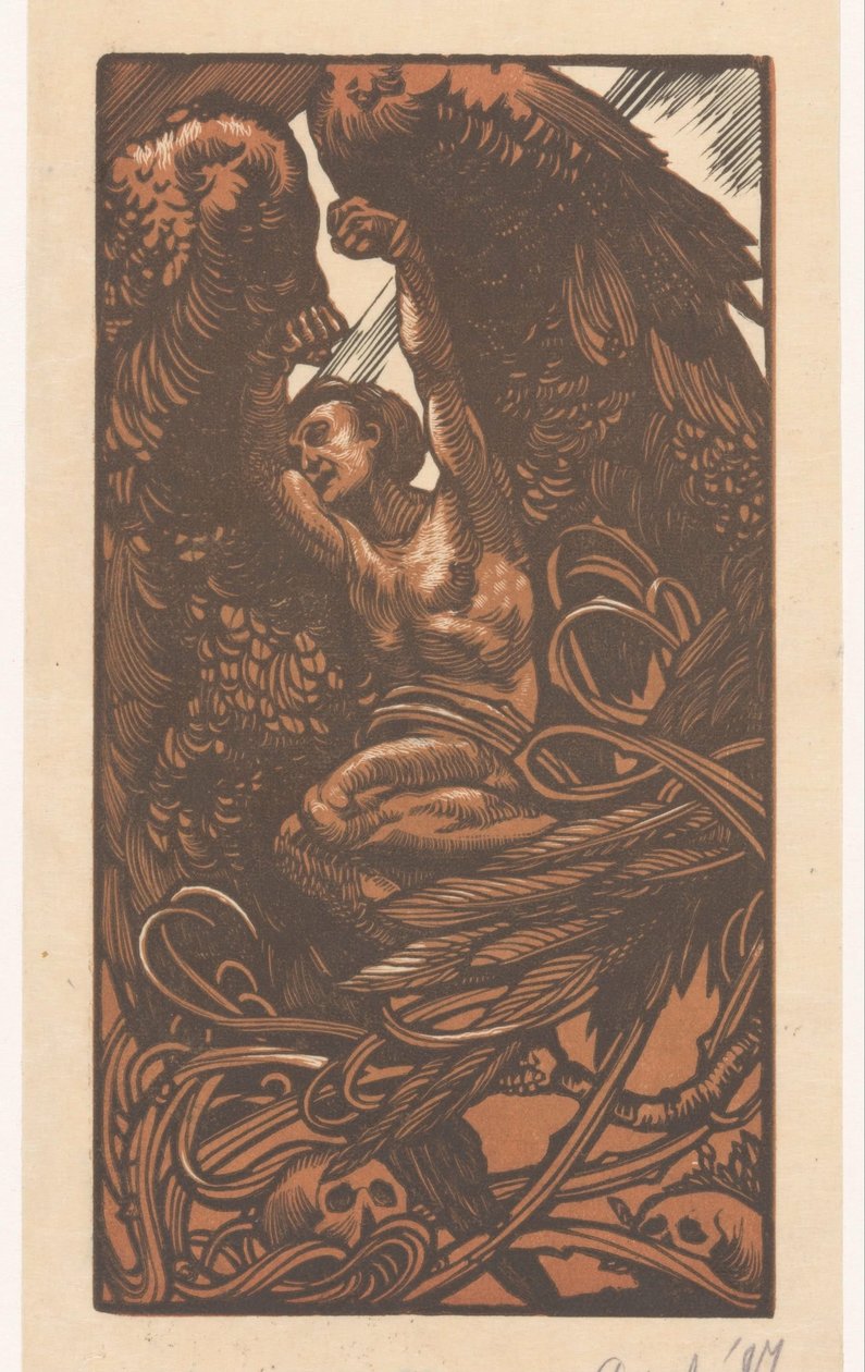 Mujer alada con calaveras de Johannes Josephus Aarts (signed by artist)