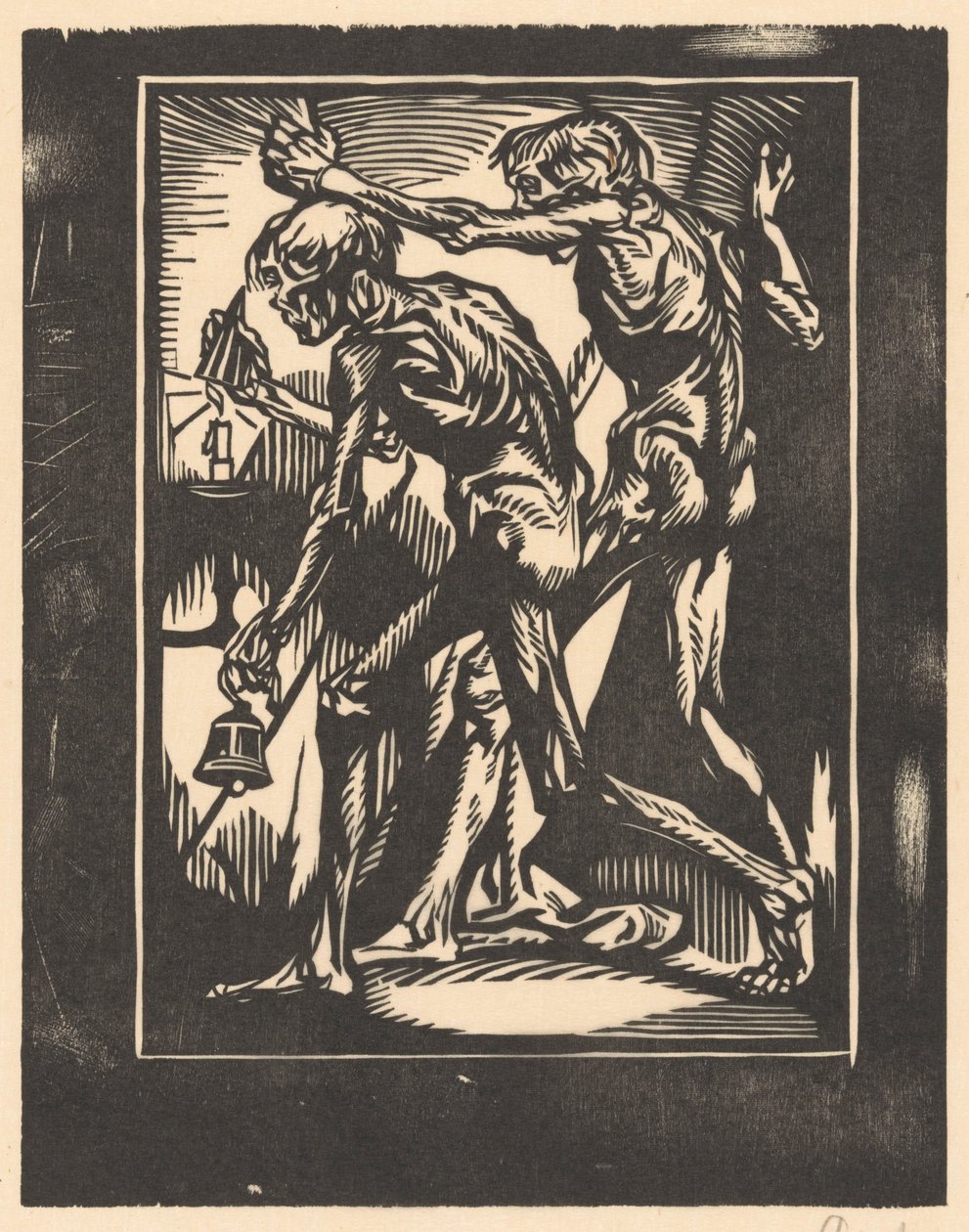 Dos figuras masculinas desnudas con campana y tapa de vela de Johannes Josephus Aarts (signed by artist)