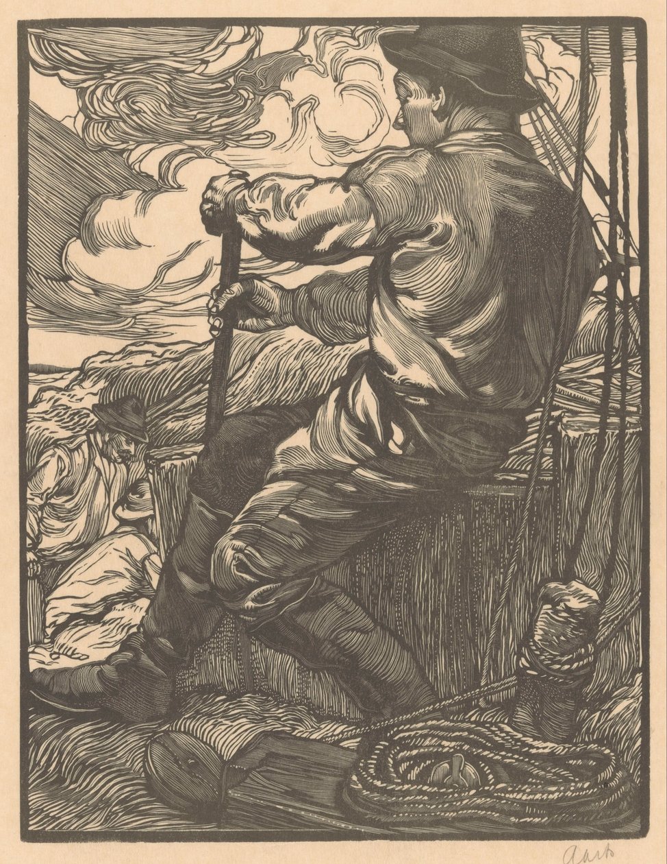 Trabajador curioso de Johannes Josephus Aarts (signed by artist)