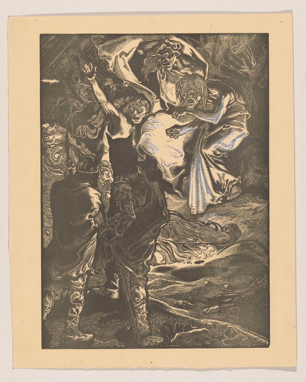 Macbeth y Banquo se encuentran con las tres brujas de Johannes Josephus Aarts