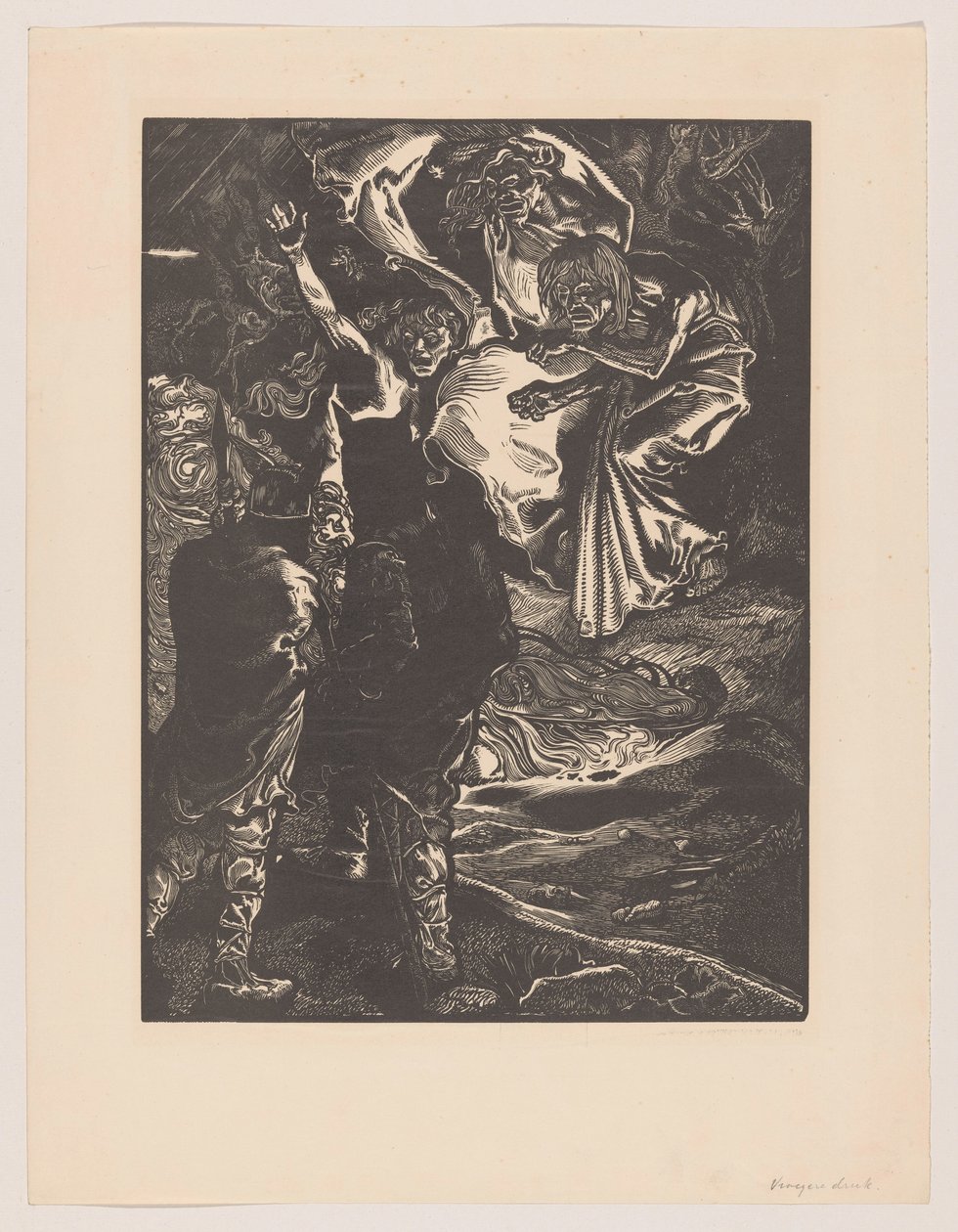 Macbeth y Banquo se encuentran con las tres brujas de Johannes Josephus Aarts