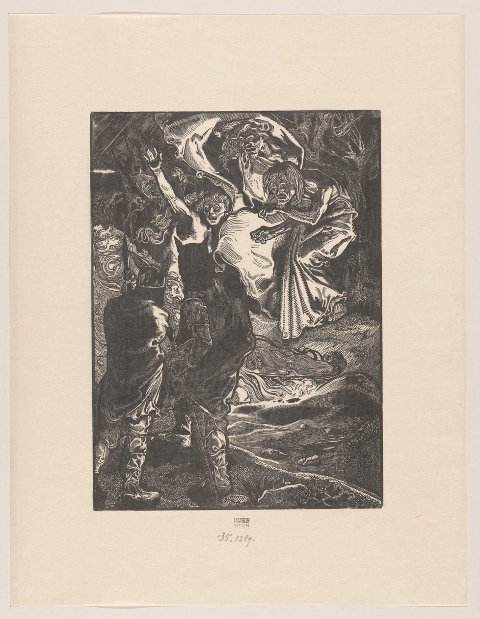 Macbeth y Banquo se encuentran con las tres brujas de Johannes Josephus Aarts