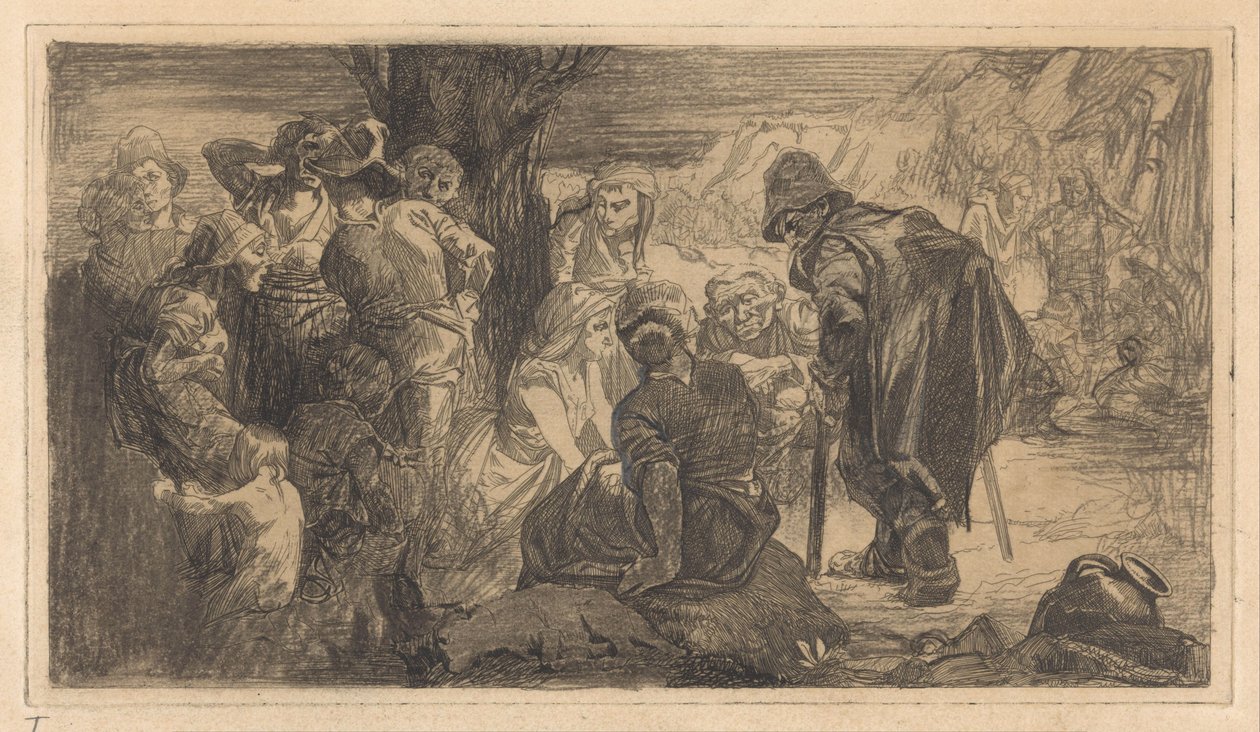 Hombres, mujeres y niños junto a un árbol de Johannes Josephus Aarts