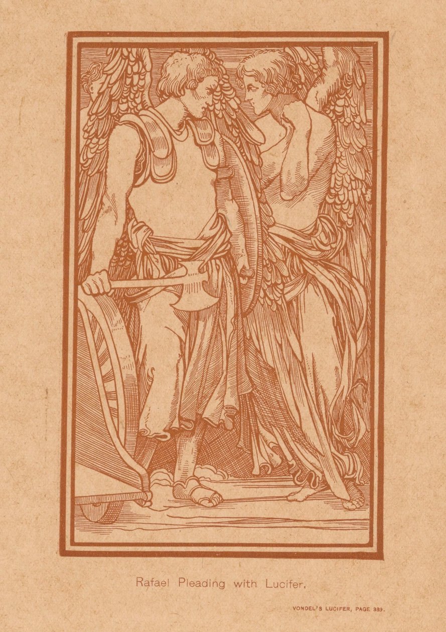 Raphael trata de hacer entrar en razón a Lucifer
Rafael suplicando a Lucifer (título en el objeto) de Johannes Josephus Aarts