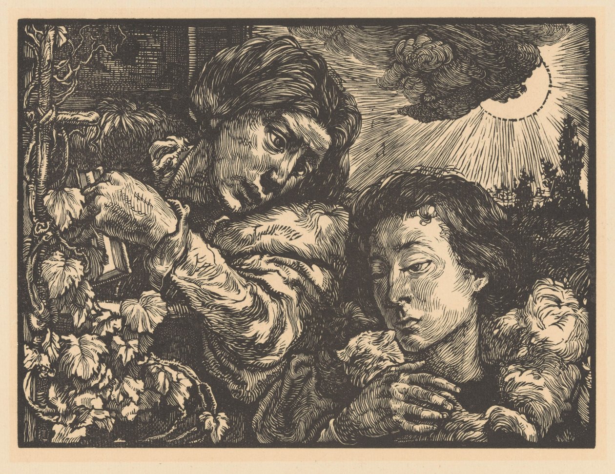 Dos mujeres junto a una parra de Johannes Josephus Aarts