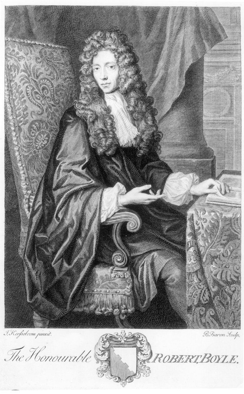El Honorable Robert Boyle (1627-91) grabado por B. Baron de Johannes Kerseboom