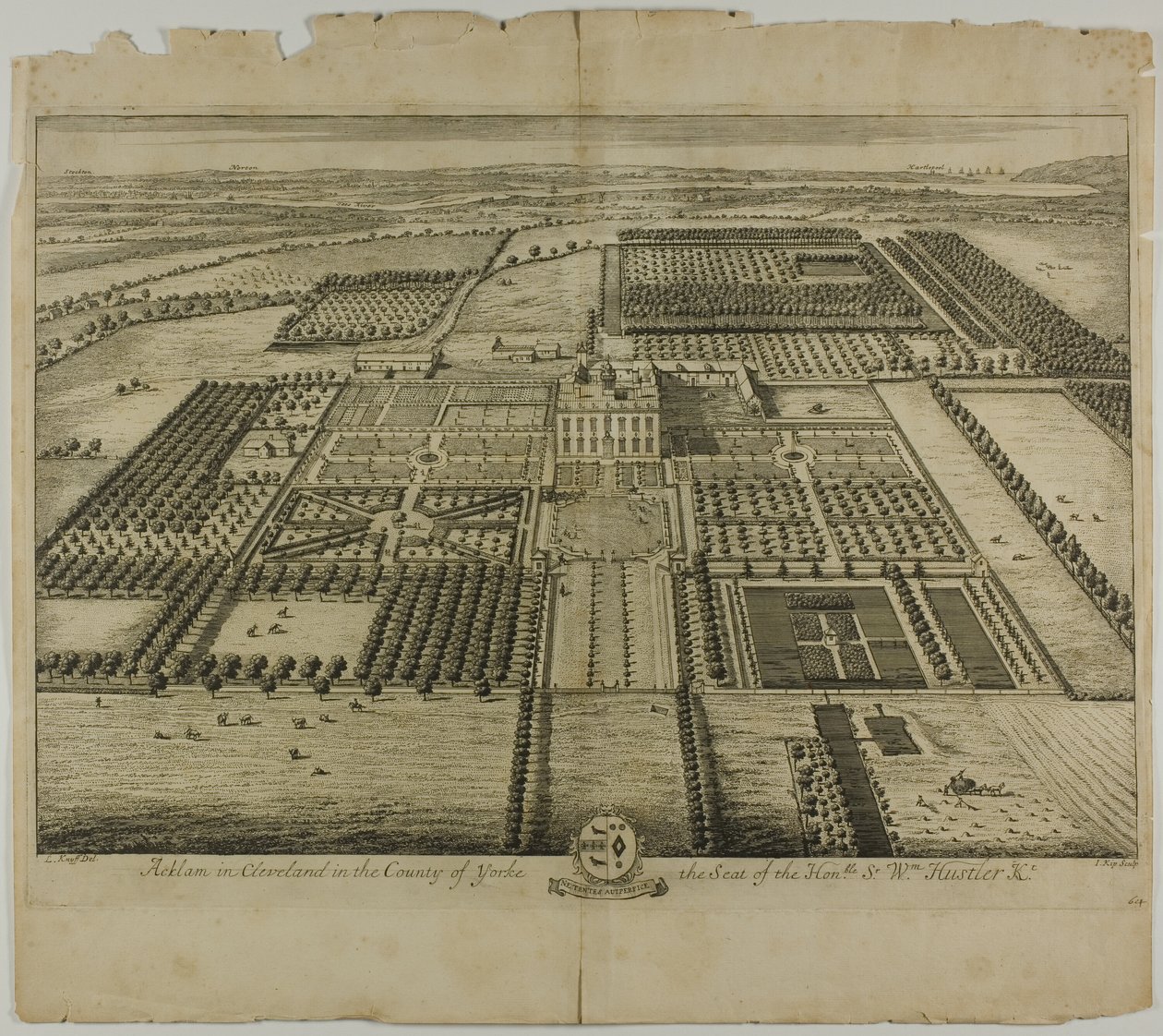 Acklam en Cleveland en el condado de Yorke, lámina 64 de Britannia Illustrata de Johannes Kip