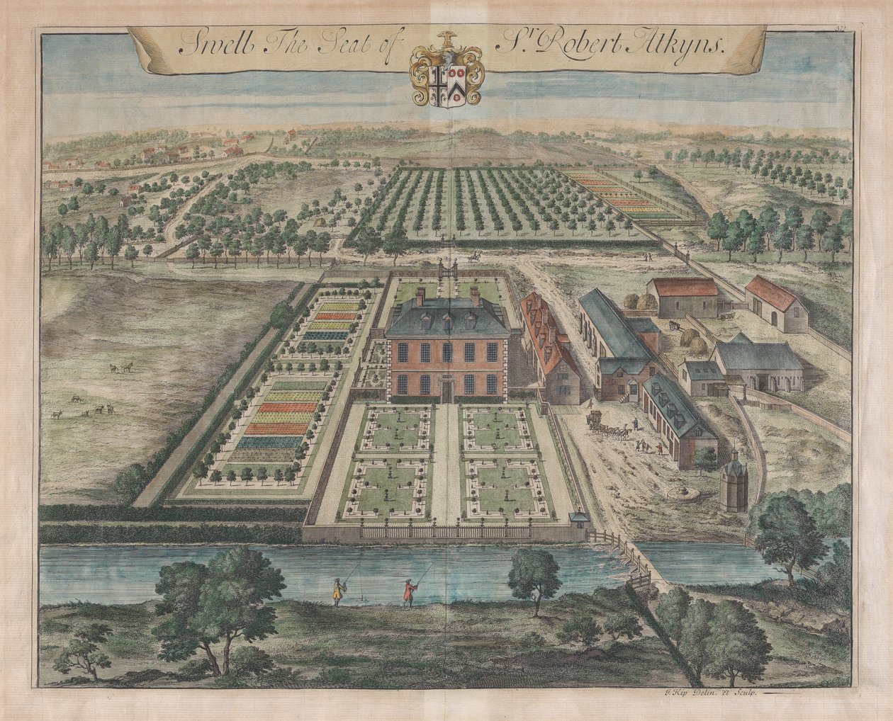 Swell, la sede de Sir Robert Atkyns, [1712] reeditado 1768 de Johannes Kip