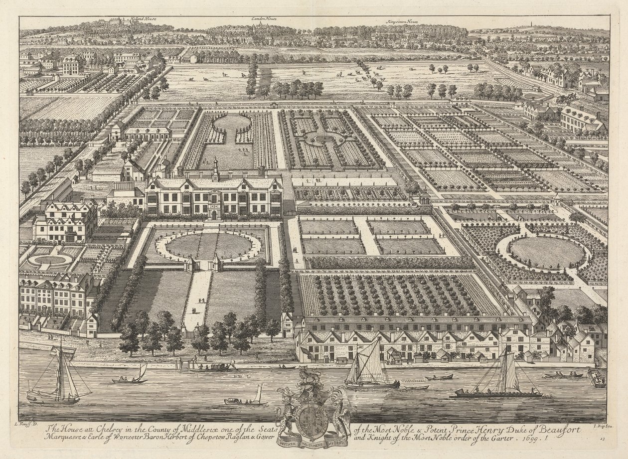Vista de Beaufort House y Chelsea 1699 de Johannes Kip