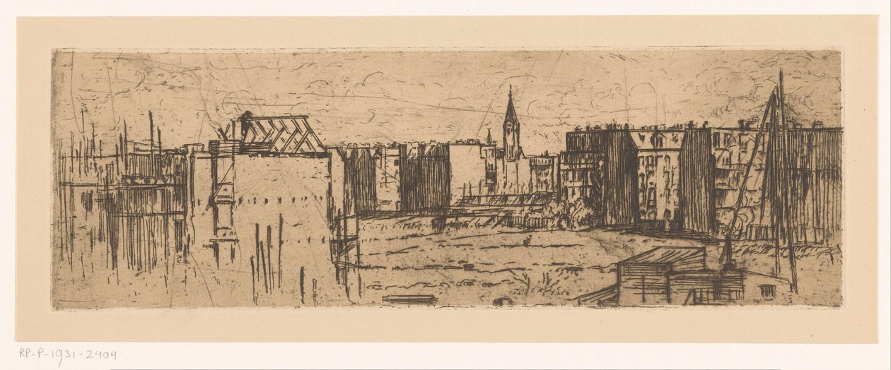 Vista de Ámsterdam con casas en construcción de Johannes Löhr