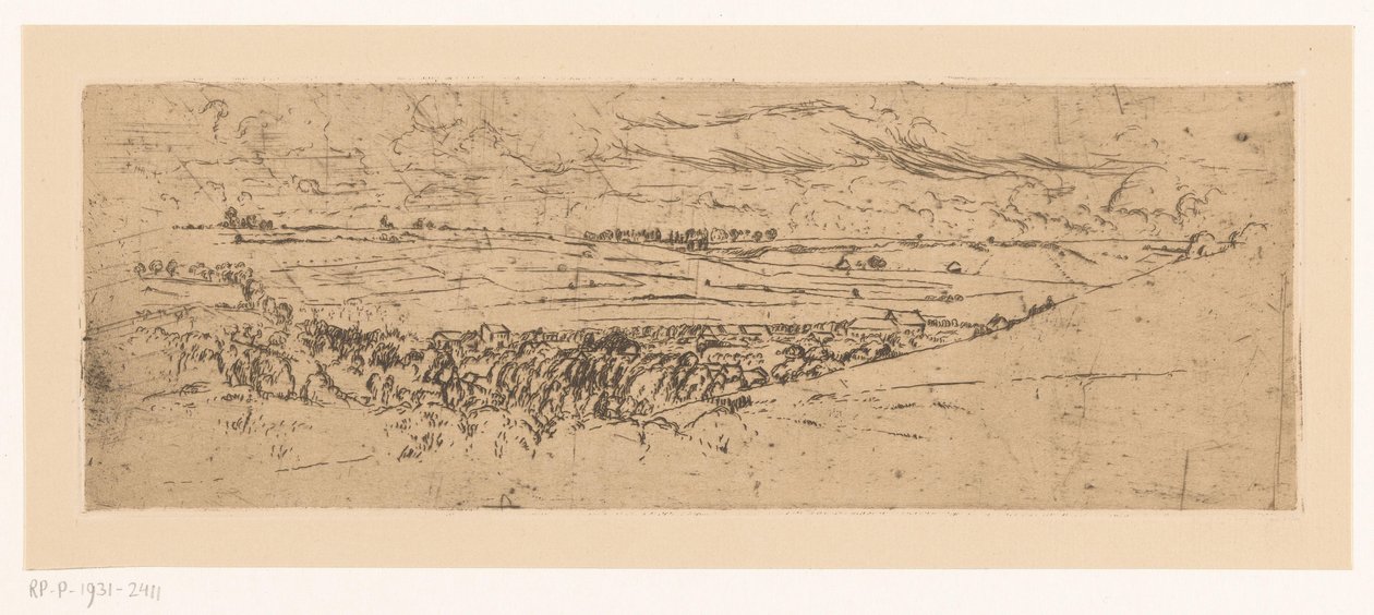 Paisaje en pendiente con pueblo de Johannes Löhr