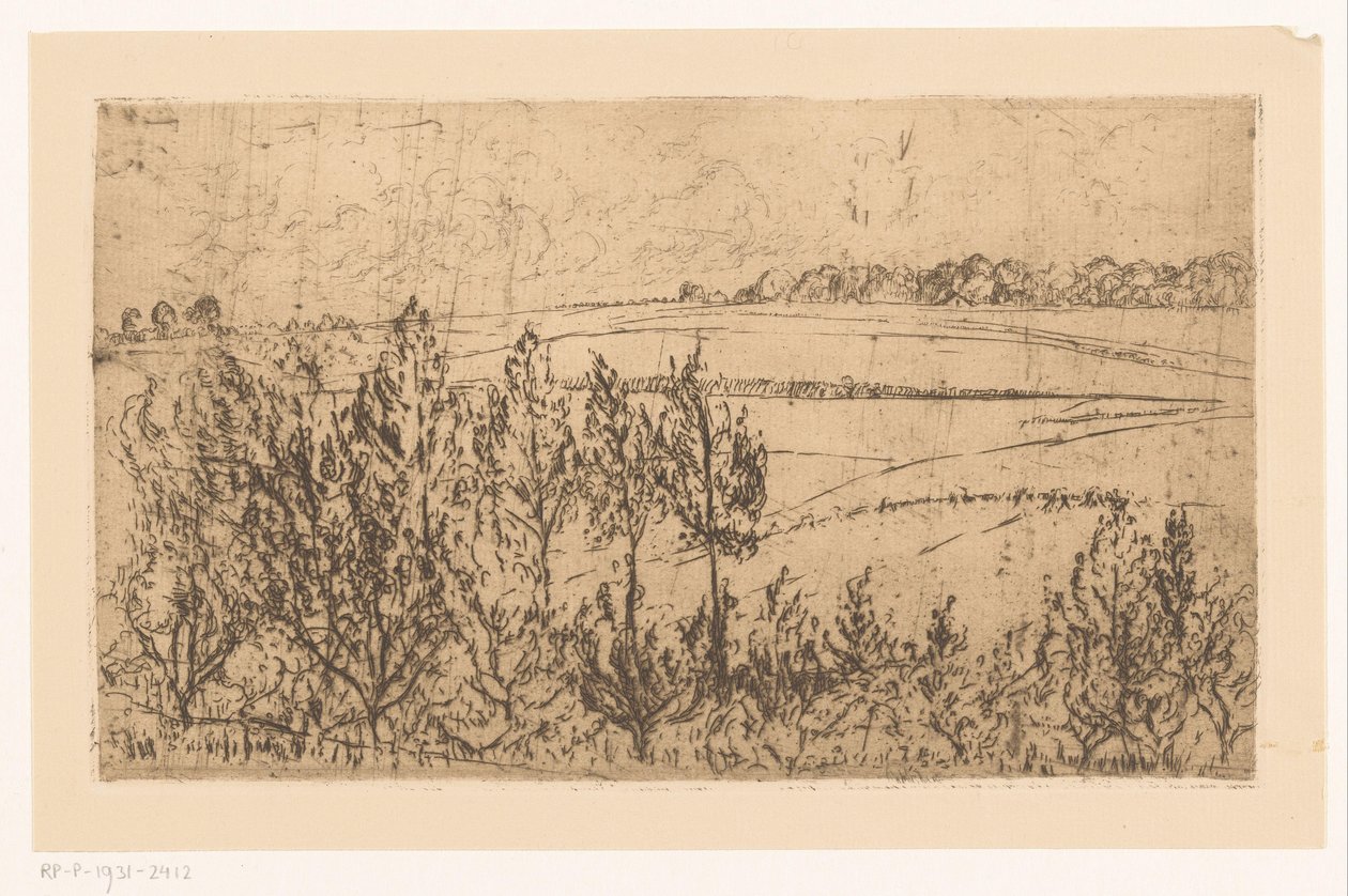 Paisaje con campos y árboles de Johannes Löhr