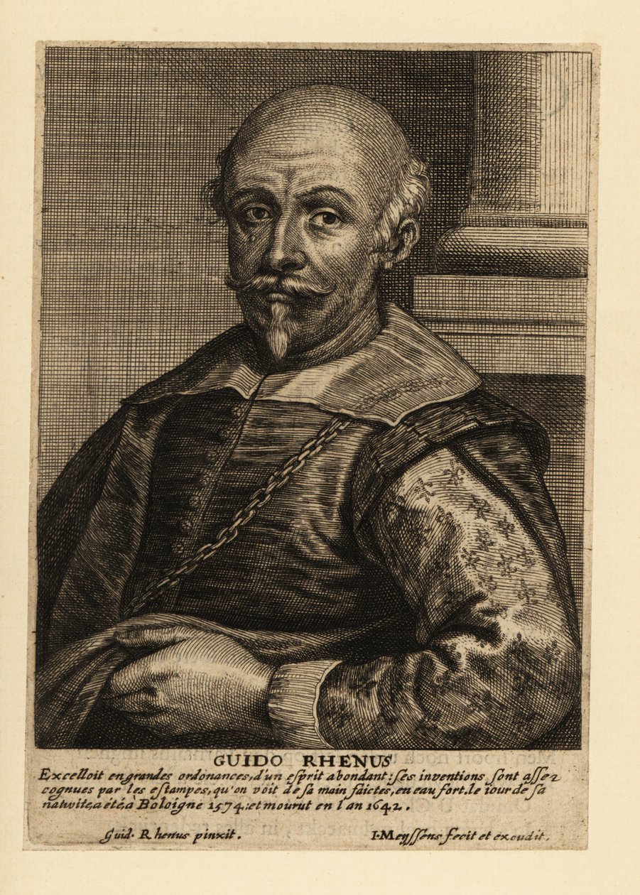 Retrato de Guido Reni, pintor italiano de la escuela boloñesa del período barroco de Johannes Meyssens