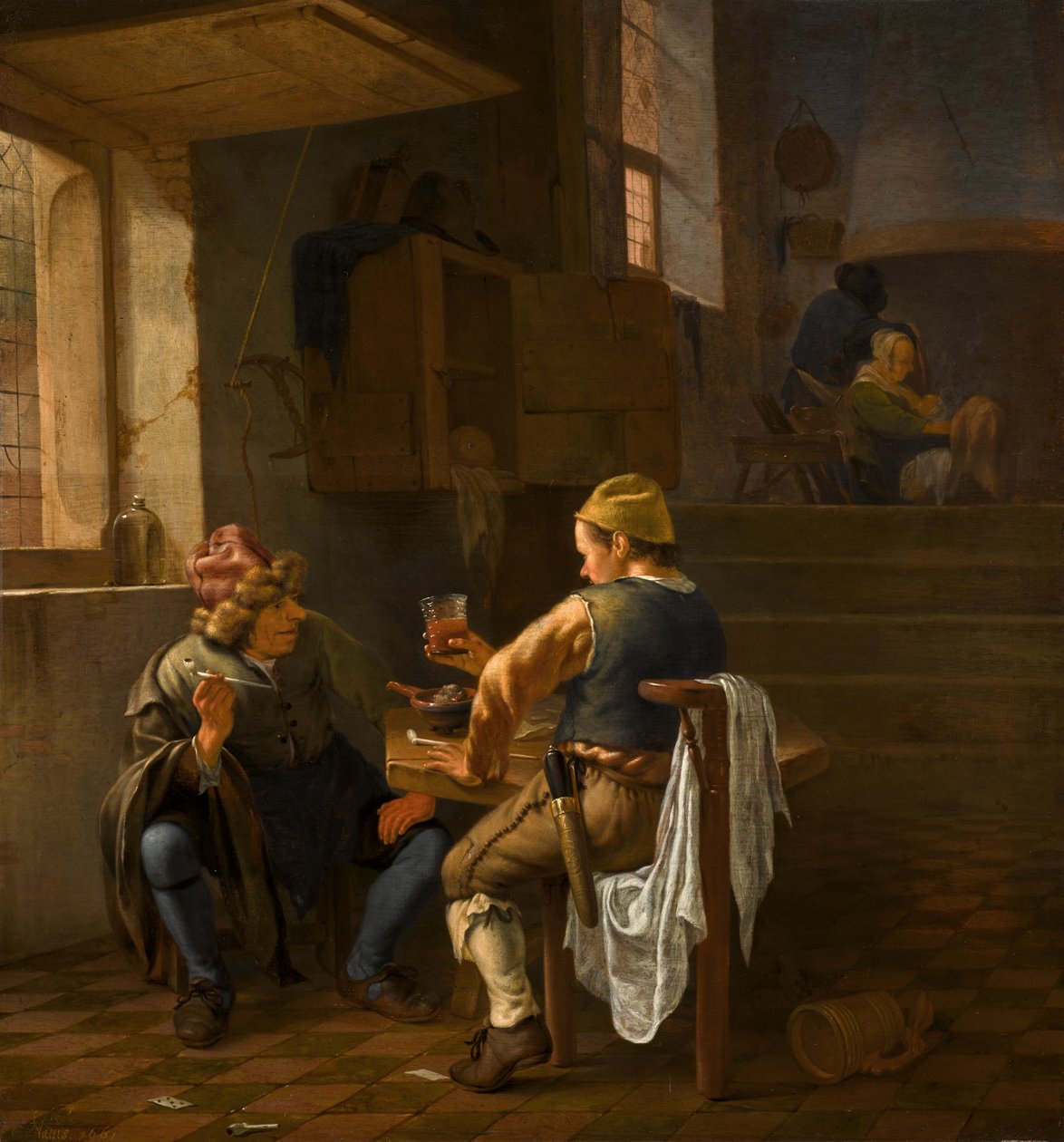 Una escena de taberna con campesinos fumando y bebiendo de Johannes Natus