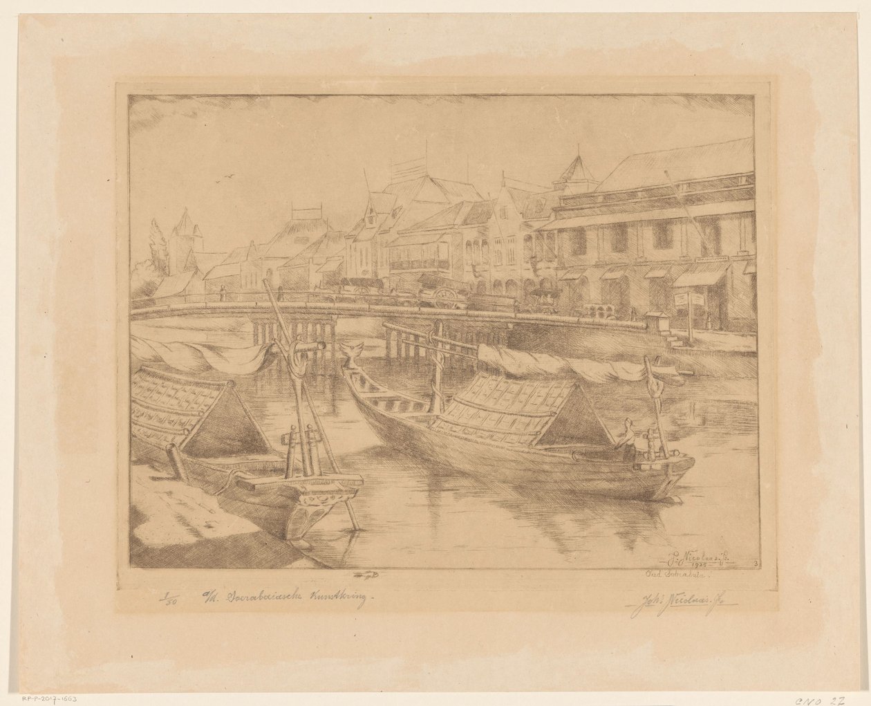 Puente rojo en la ciudad baja de Surabaya en Java Oriental de Johannes Nicolaas