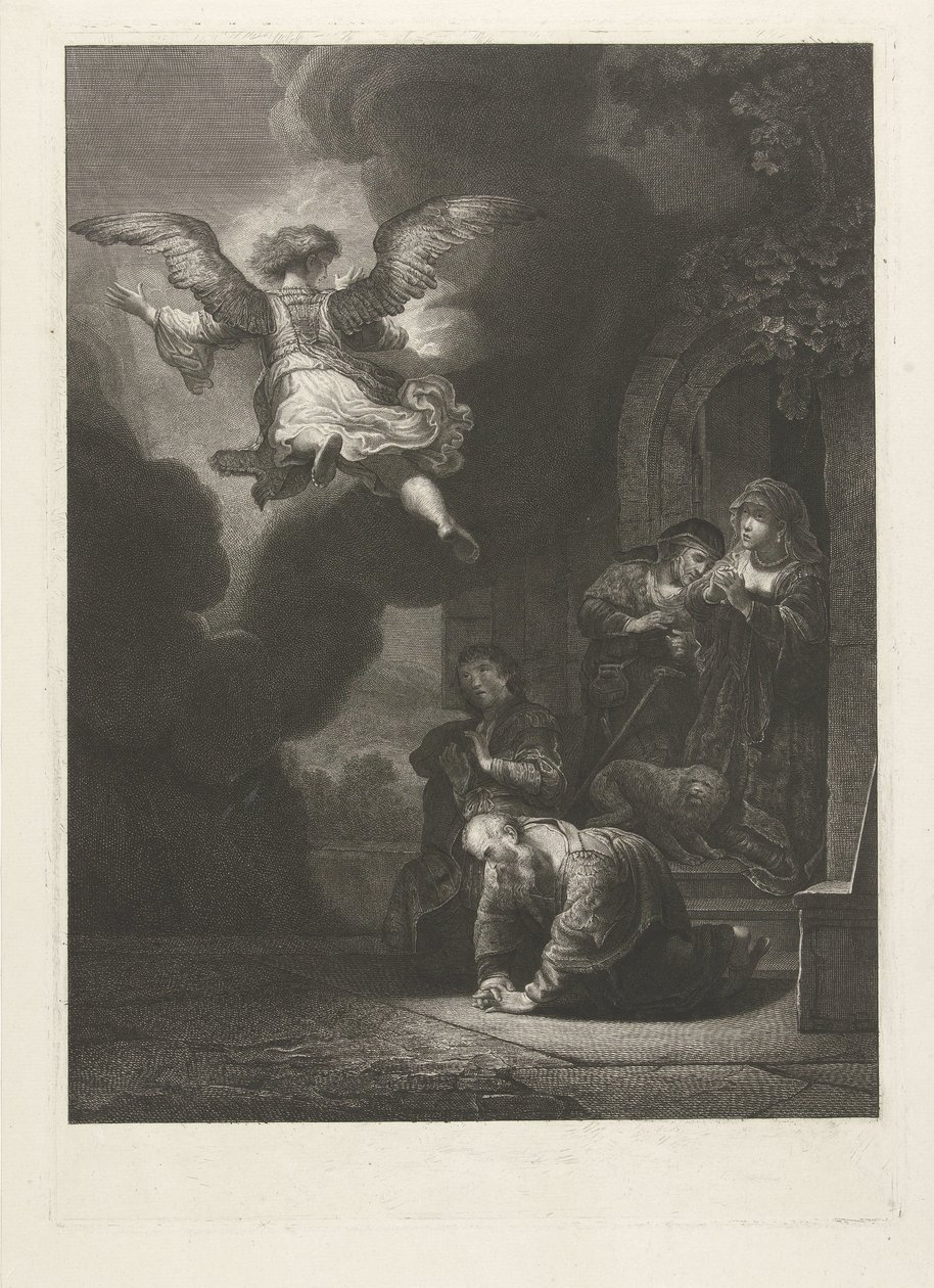 El ángel deja a Tobias y su familia. de Johannes Pieter de Frey