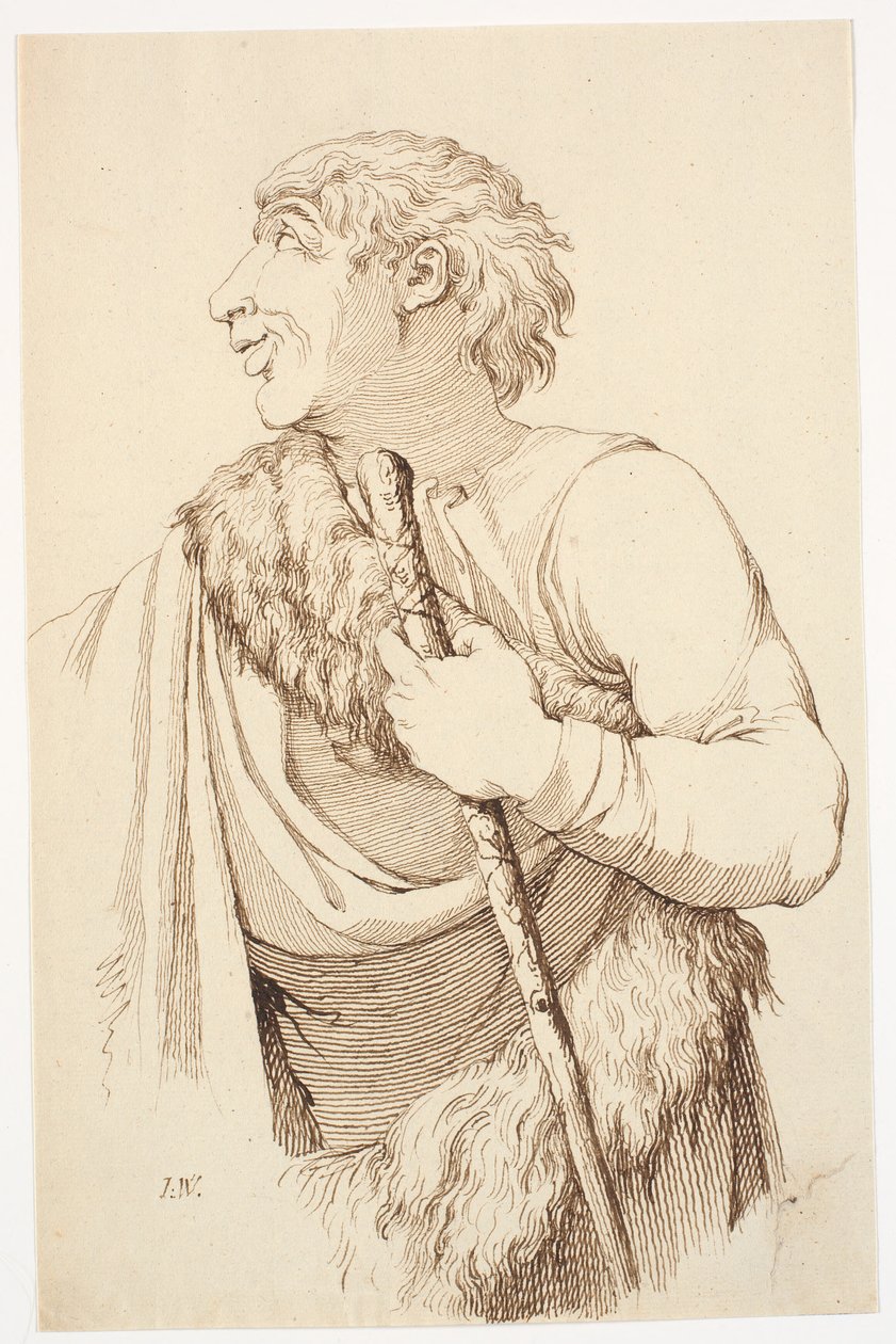 Pastor con bastón en la mano de Johannes Wiedewelt