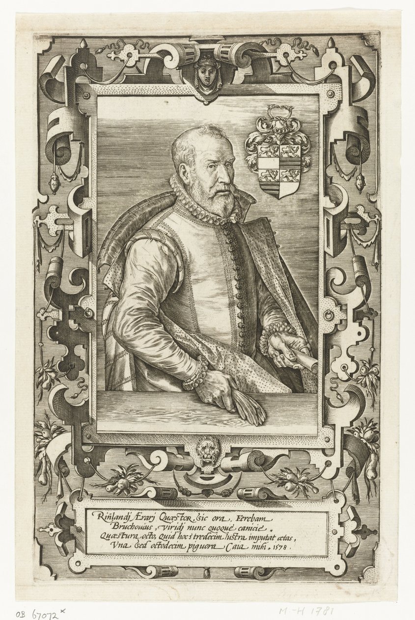 Retrato de Jan van Brouckhoven, mayordomo de Renania de Johannes Wierix (attributed to)