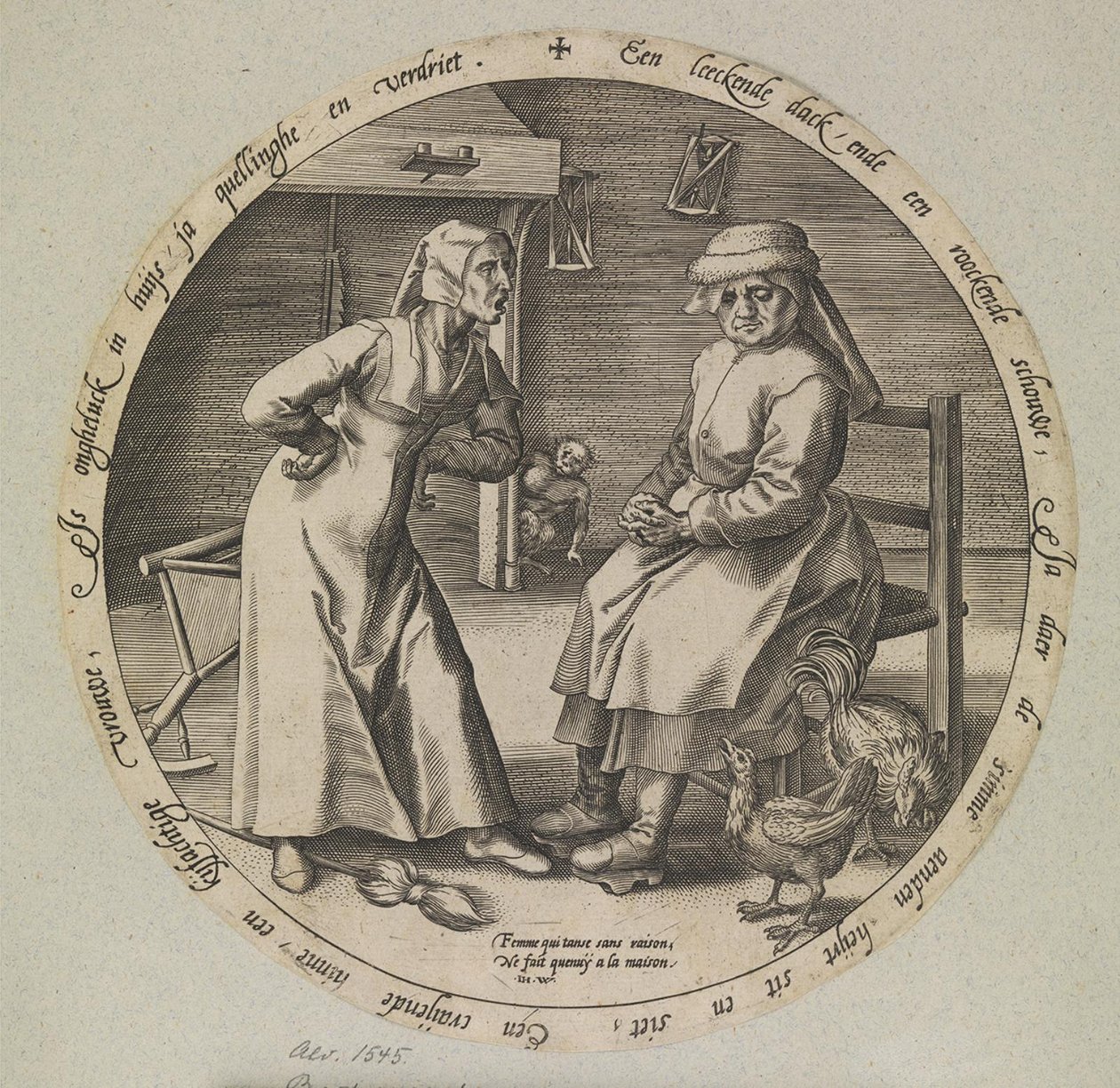 La mujer regañona y la gallina cacareante de Johannes Wierix