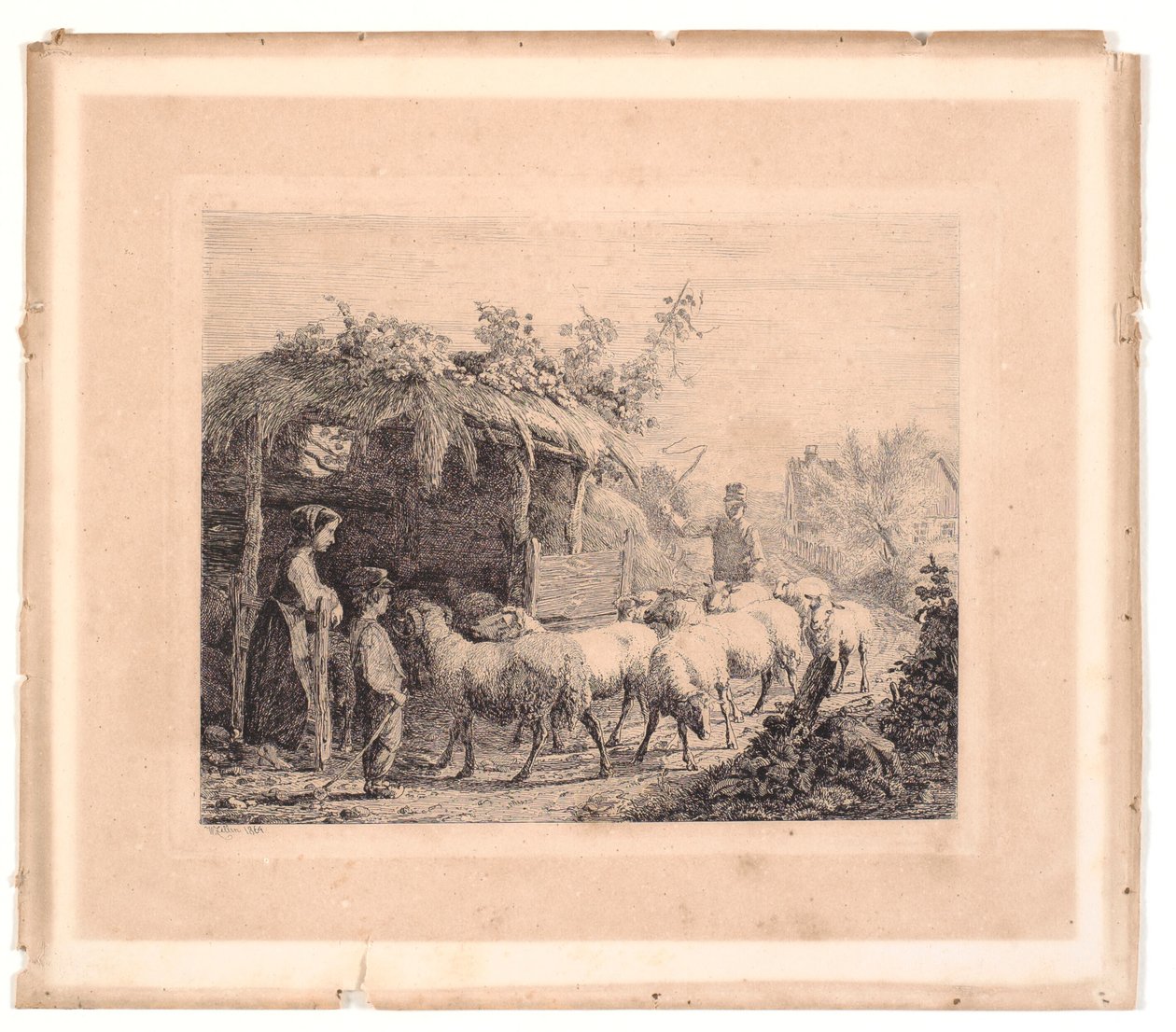 Un rebaño de ovejas llevado al establo de Johannes Wilhelm Zillen