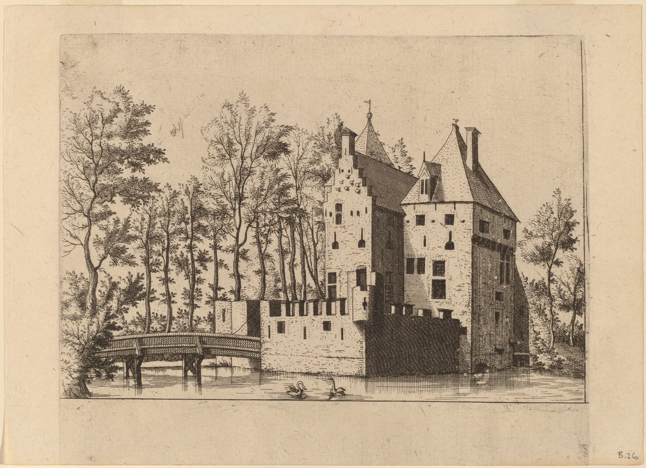 Castillo con Puente Elevador de Johannes and Lucas van Doetechum after Master of the Small Landscapes