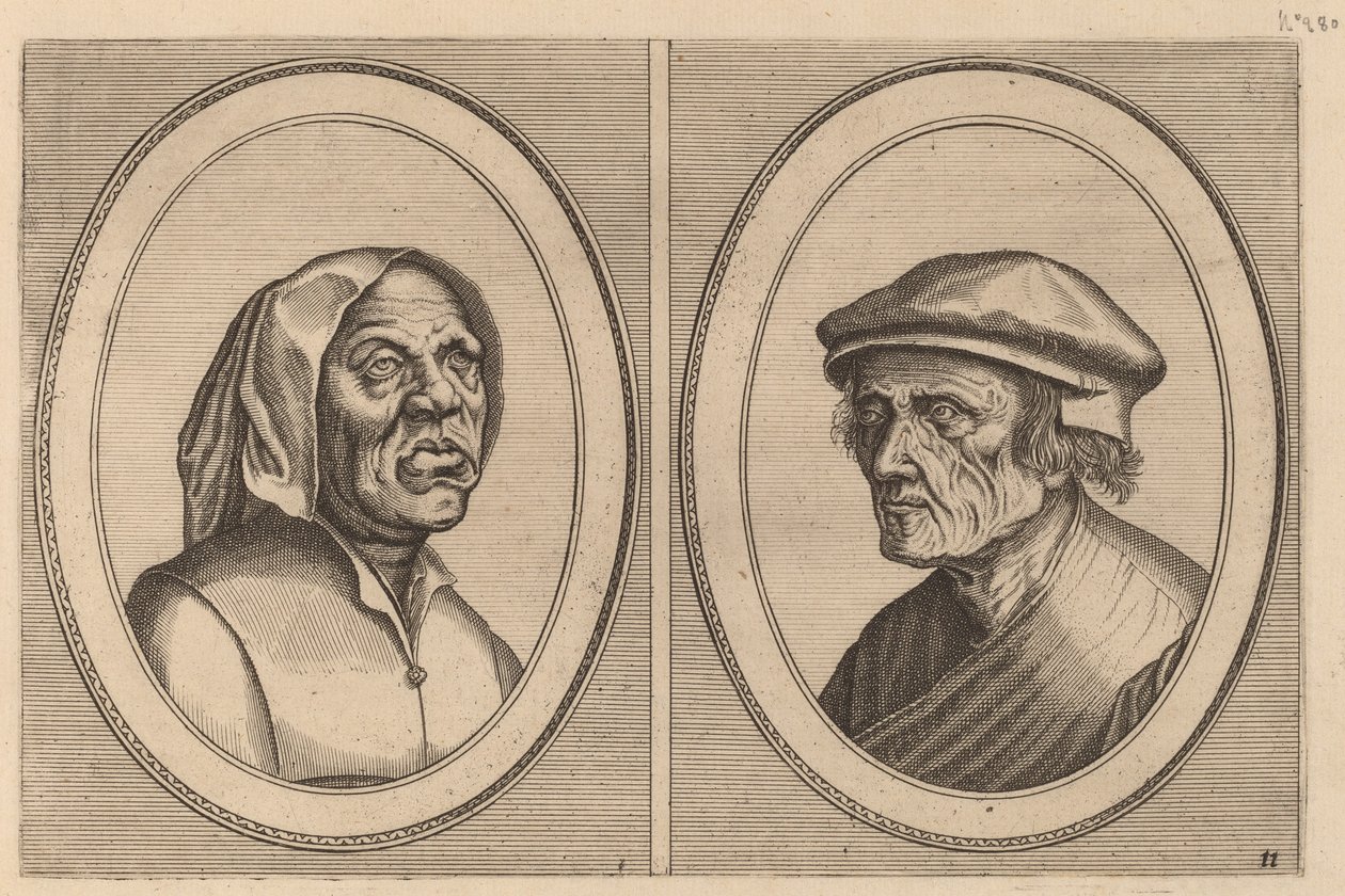"Baef Schol-becx" y "Spruyt Vroegh-bedorven" de Johannes and Lucas van Doetechum after Pieter Bruegel the Elder