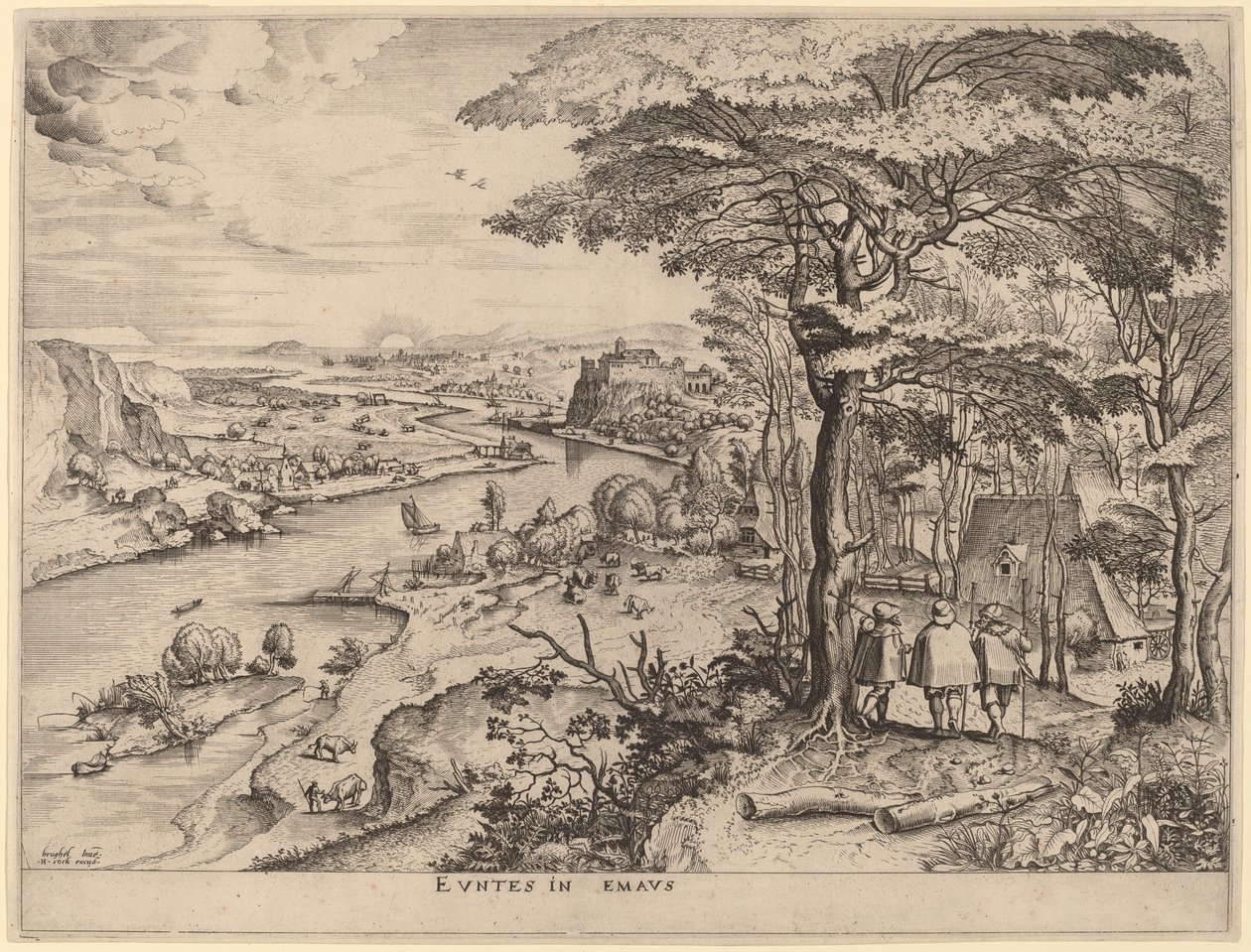 Euntes in Emaus (Los peregrinos a Emaús) de Johannes and Lucas van Doetechum after Pieter Bruegel the Elder