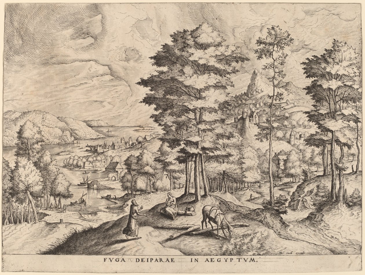 La huida a Egipto de Johannes and Lucas van Doetechum after Pieter Bruegel the Elder