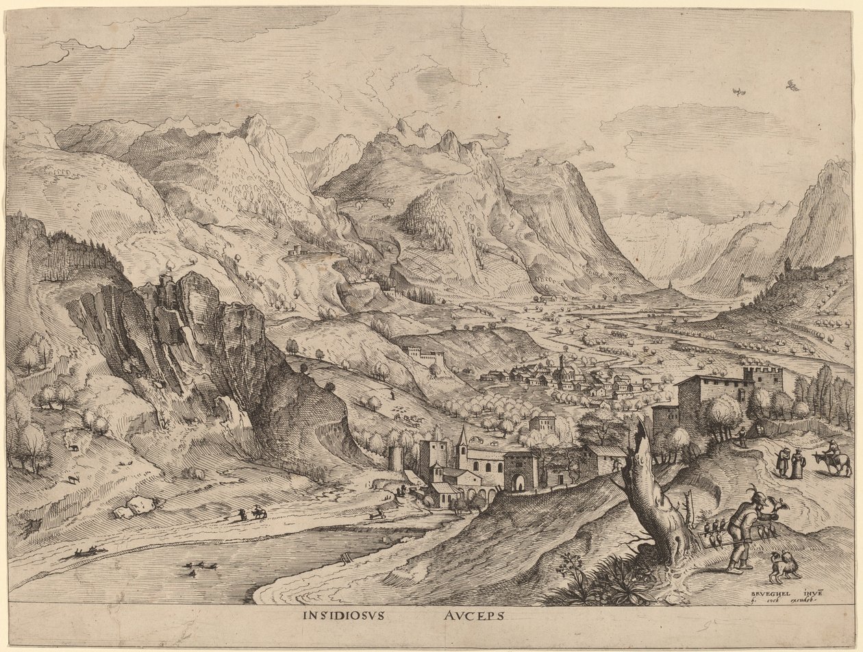 Insidiosus Auceps (El cazador de aves astuto) de Johannes and Lucas van Doetechum after Pieter Bruegel the Elder