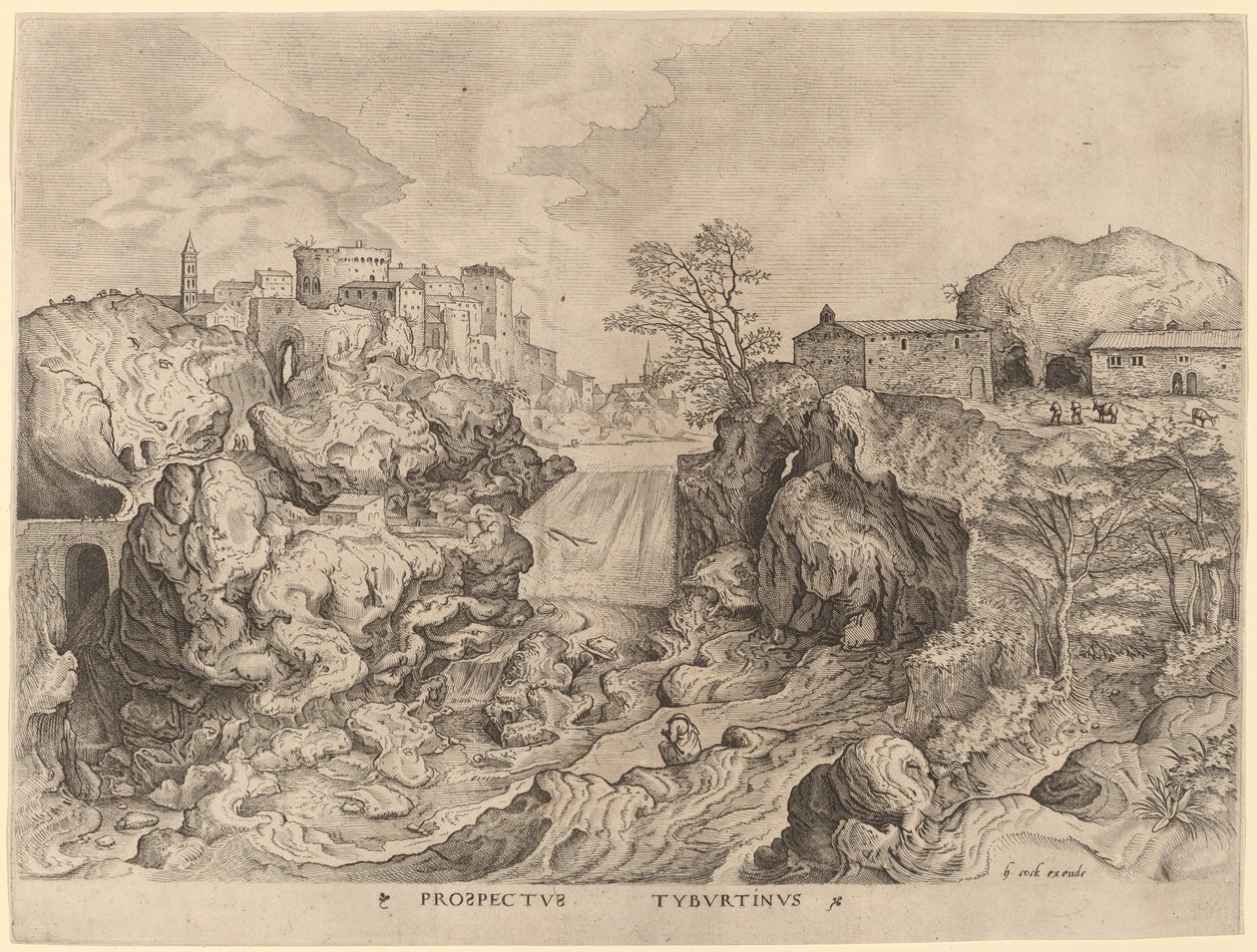 Prospectus Tyburtinus (Vista del Tíber) de Johannes and Lucas van Doetechum after Pieter Bruegel the Elder