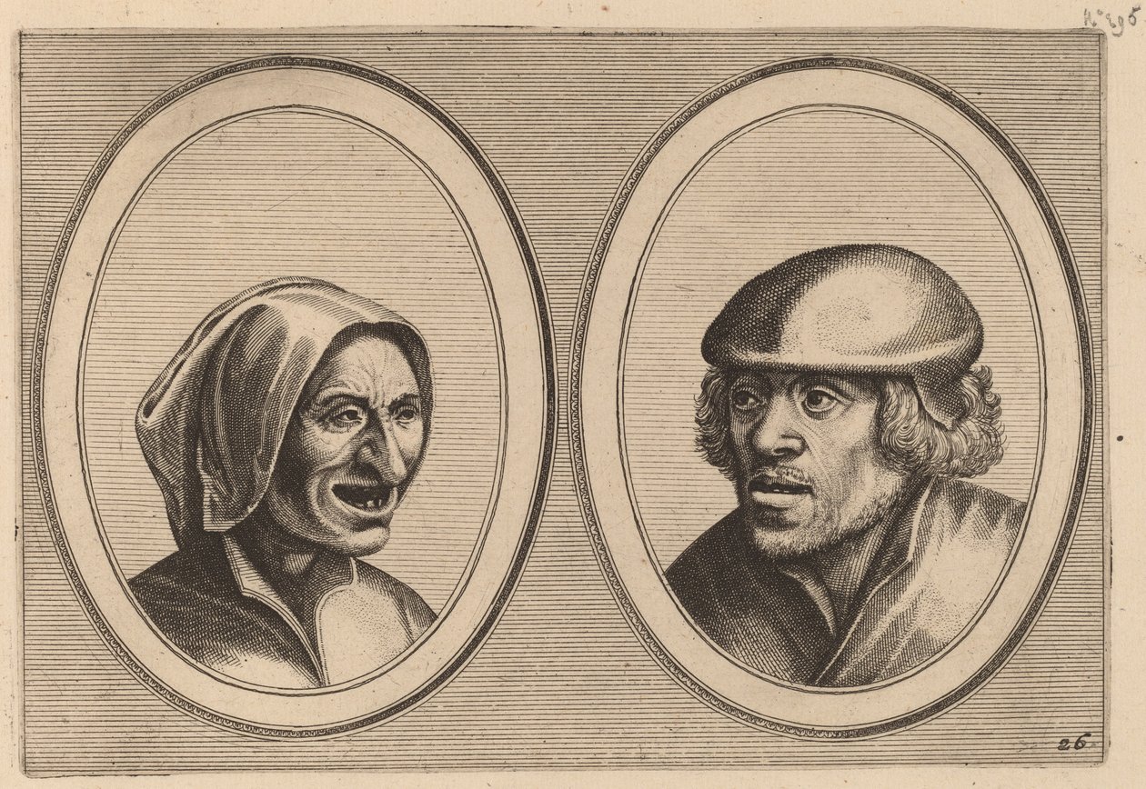"Vrouw Verneem-al" y "Hans de Pluym-strijcker" de Johannes and Lucas van Doetechum after Pieter Bruegel the Elder