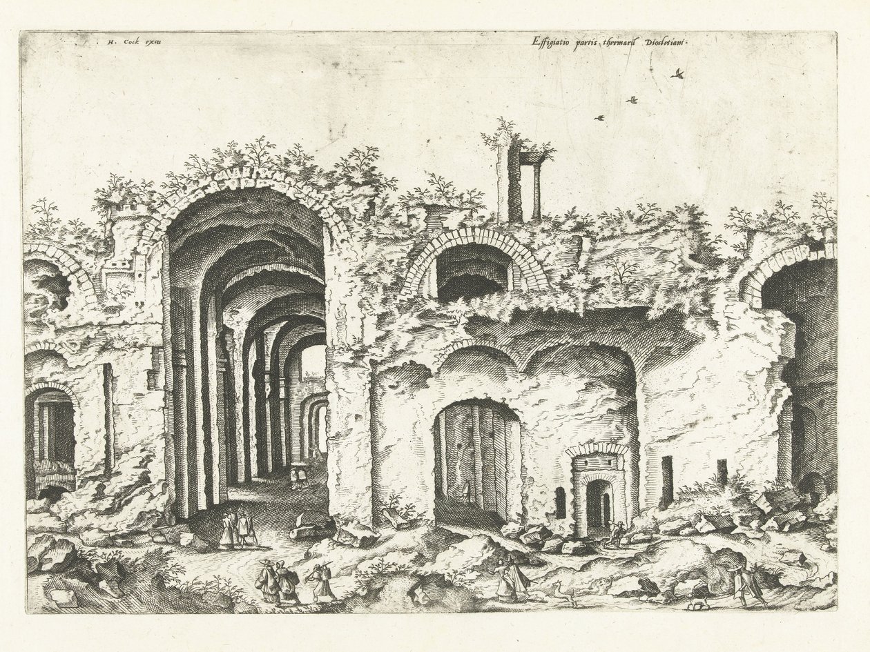 Tercera vista de las Termas de Diocleciano Ruinas romanas, 1561 (título de la serie) de Johannes of Lucas van Doetechum (attributed to)