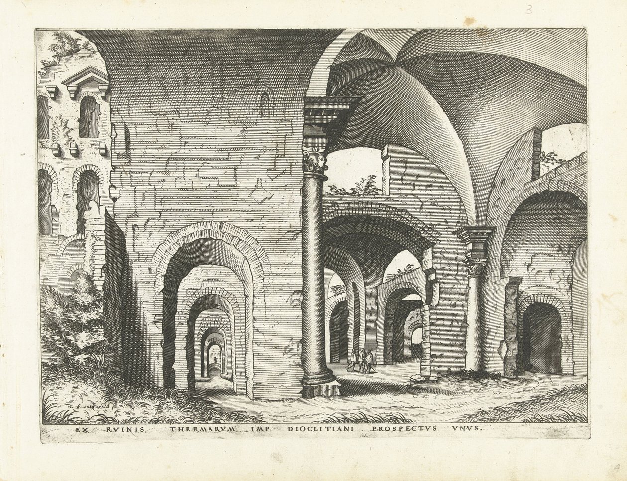 Vista de las Termas de Diocleciano Ruinas romanas, 1561 (título de la serie) de Johannes of Lucas van Doetechum (attributed to)