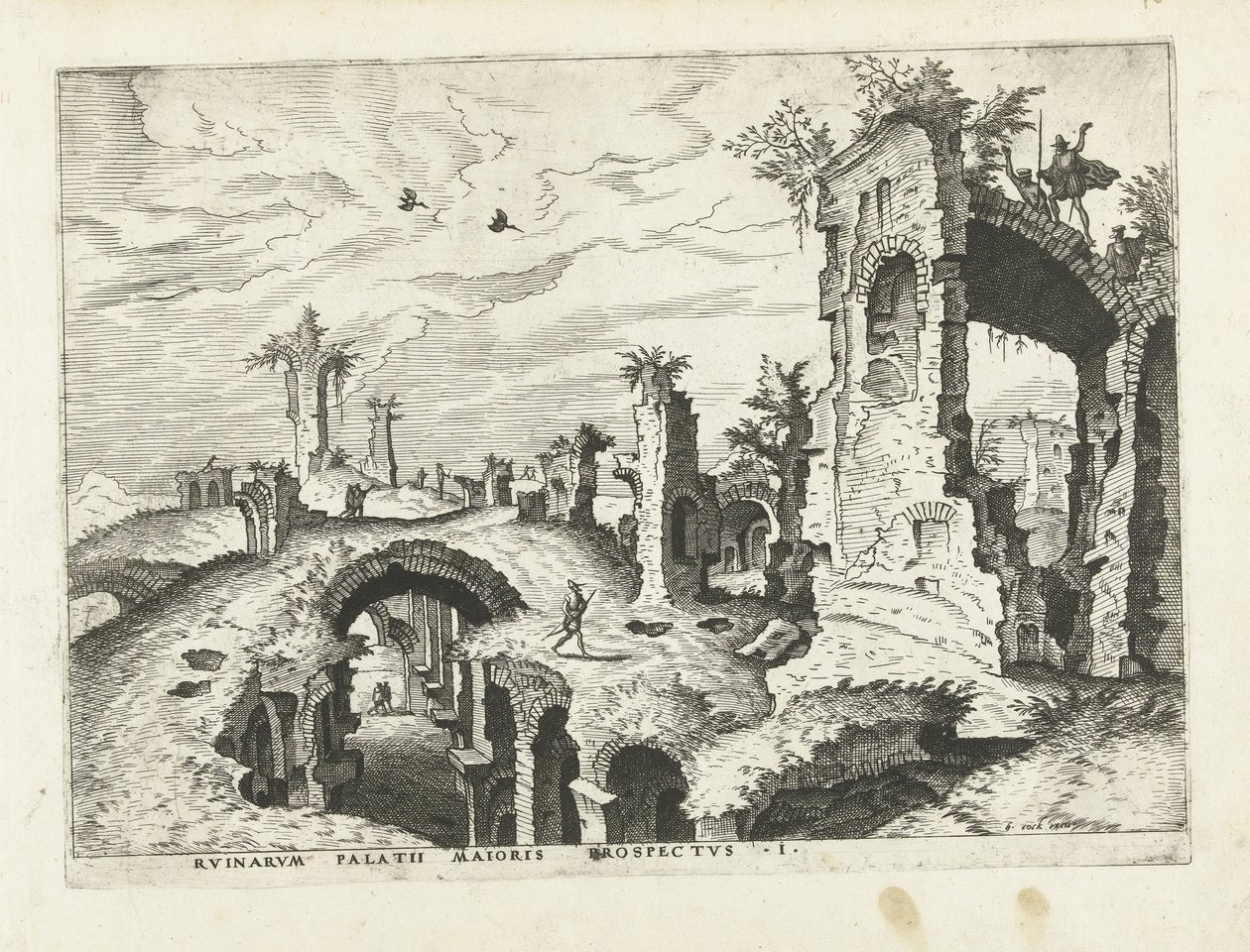 Vista de las ruinas de la Colina Palatina Ruinas romanas, 1561 (título de la serie) de Johannes of Lucas van Doetechum (attributed to)