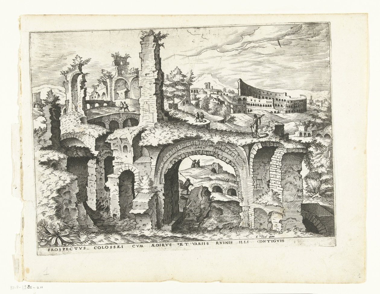 Vista del Coliseo Ruinas romanas, 1561 (título de la serie) de Johannes of Lucas van Doetechum (attributed to)