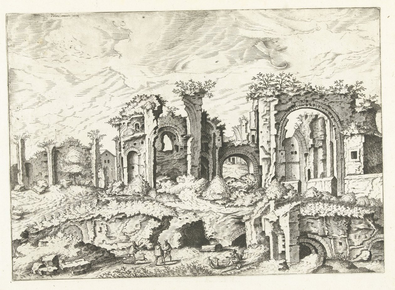 Cuarta vista de las ruinas de la Colina Palatina Ruinas romanas, 1561 (título de la serie) de Johannes of Lucas van Doetechum (attributed to)